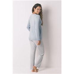 Pijama Capri "maternity" técnica soft touch azul