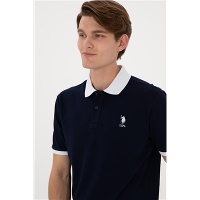 Erkek Regular Fit Polo Yaka Lacivert Basic Tişört