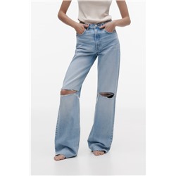 WIDE-LEG RIPPED TRF JEANS