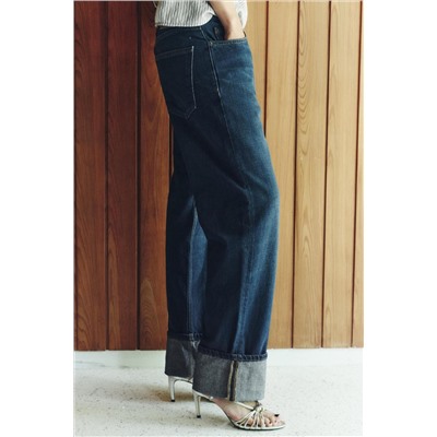ZW COLLECTION RELAXED FIT MID-RISE FOLD-UP JEANS
