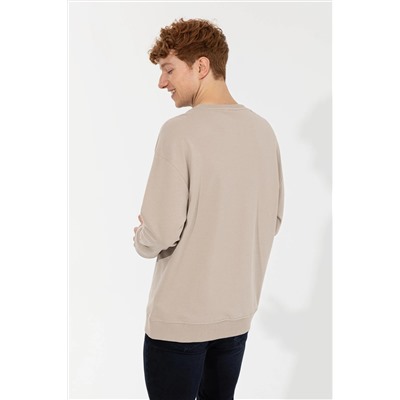 Erkek Taş Bisiklet Yaka Sweatshirt