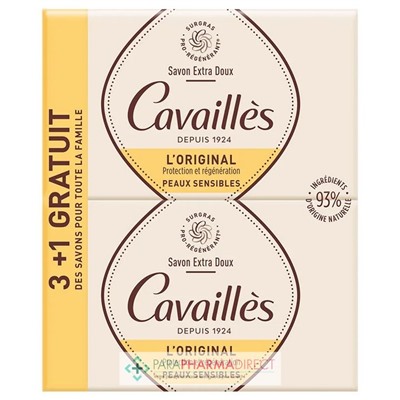 Cavaillès Savon Extra-Doux - L'Original - LOT de 4x250 g (3+1 GRATUIT)Lot  × 4