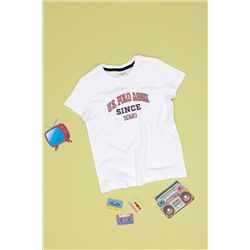 Erkek Çocuk Beyaz Bisiklet Yaka Tişört