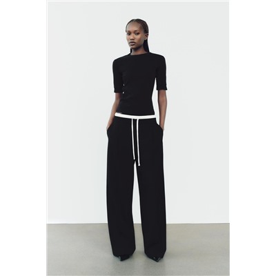 RIBBED TOP WITH EMBELLISHED TRIM