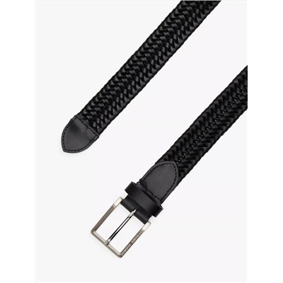 Square Buckle Woven Leather Belt