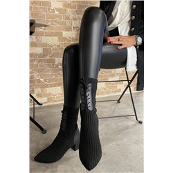 Bambi Siyah Triko Kadın Bot & Bootie K02990100382