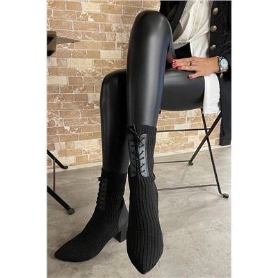 Bambi Siyah Triko Kadın Bot & Bootie K02990100382