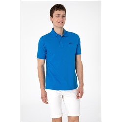 Erkek Regular Fit Polo Yaka Kobalt Mavi Basic Tişört