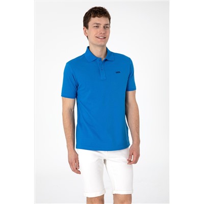 Erkek Regular Fit Polo Yaka Kobalt Mavi Basic Tişört