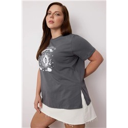 Antrasit Bisiklet Yaka %100 Pamuk Örme T-Shirt TBBSS23BF00030