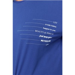 Mavi Bisiklet Yaka slogan Baskılı %100 Pamuk Örme Büyük Beden T-shirt Elbise TBBSS23AH00162