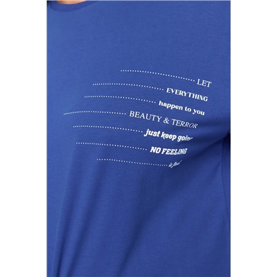 Mavi Bisiklet Yaka slogan Baskılı %100 Pamuk Örme Büyük Beden T-shirt Elbise TBBSS23AH00162