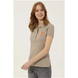 Kadın Haki Basic Polo Yaka Tişört