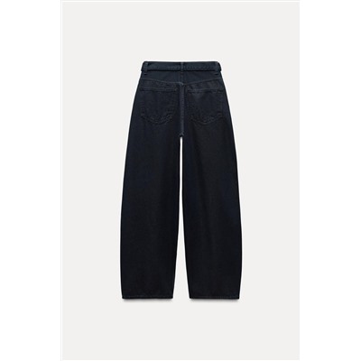 TRF BELTED DENIM TROUSERS