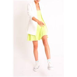 Vestido evasé Amarillo y blanco