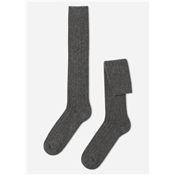 Lange gerippte Herrensocken mit Wolle und Cashmere