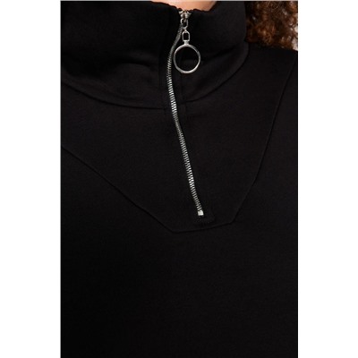 Siyah Kalın İçi Polarlı Fermuarlı Örme Sweatshirt TBBAW24AO00017