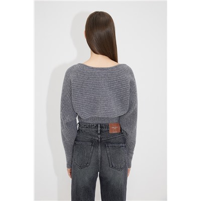 Jersey efecto doble prenda de lana y pelo de yak - Gris jaspeado