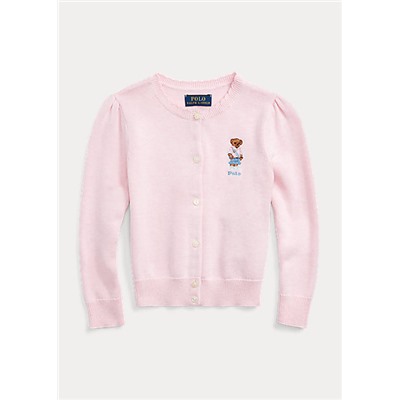 Girls 2-6x Polo Bear Cotton Cardigan
