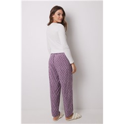 Pantalón largo print geométrico morado