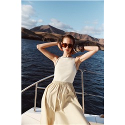 CONTRAST MIDI DRESS