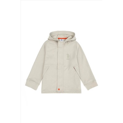 Erkek Çocuk Bej Kapüşonlu Sweatshirt
