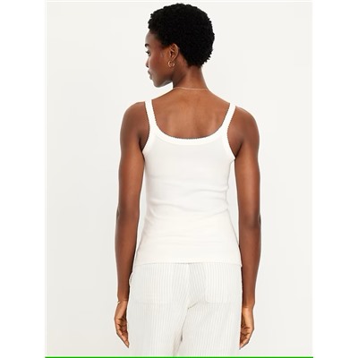 90s Ribbed Lace-Trim Tank