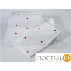 1018G11177100 Полотенце Soft cotton LOVE белый-красный 50X100