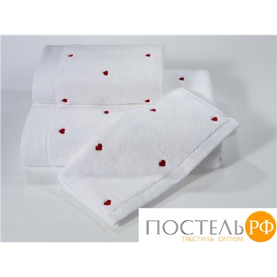 1018G11178100 Полотенце Soft cotton LOVE белый-красный 75X150