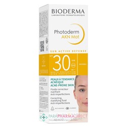 Bioderma Photoderm AKN Mat SPF30 - Fluide Correcteur Matifiant Anti-Imperfections - Peaux à Tendance Acnéique 40ml