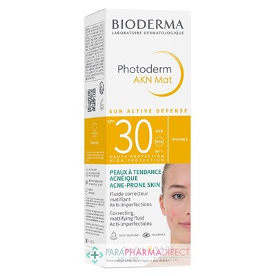 Bioderma Photoderm AKN Mat SPF30 - Fluide Correcteur Matifiant Anti-Imperfections - Peaux à Tendance Acnéique 40ml