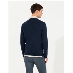 Lacivert Slim Fit V Yaka Triko Kazak
