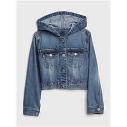 Kids Icon Hoodie Crop Denim Jacket