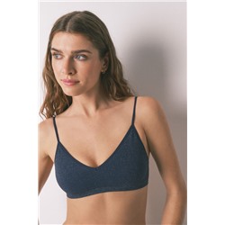 Top canalé seamless azul lurex
