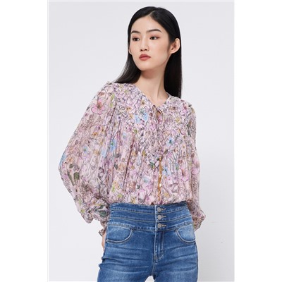 Blusa de seda Rosa claro