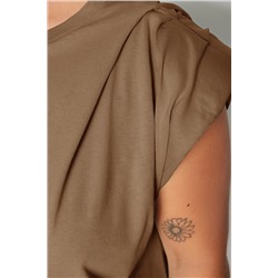 Camel Bisiklet Yaka Basic %100 Pamuk Örme Büyük Beden Bluz TBBSS23AF00053