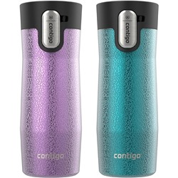 Contigo® AUTOSEAL® West Loop Vacuum-Insulated Stainless Steel Travel Mug with Easy-Clean Lid, 16 oz, 2-Pack, Crystal Pansy; Crystal Juniper