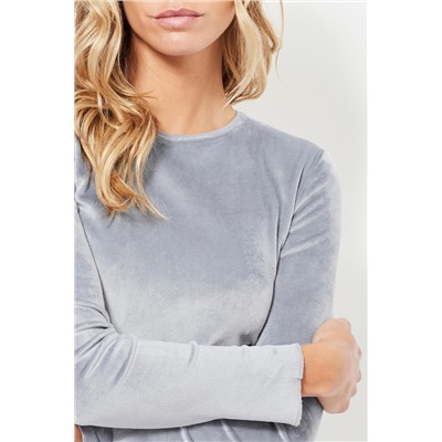 Camiseta de terciopelo - Gris claro