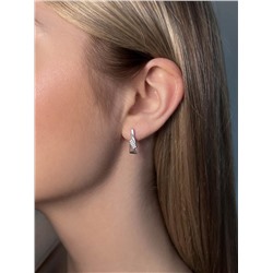 Серьги из серебра с фианитами родированные 925 пробы С-7328р200