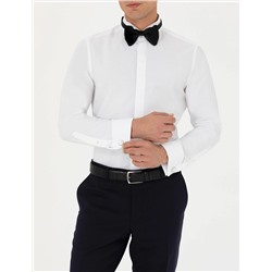 Beyaz Slim Fit Smokin Gömlek