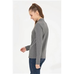 Kadın Antrasit Melanj Basic Sweatshirt