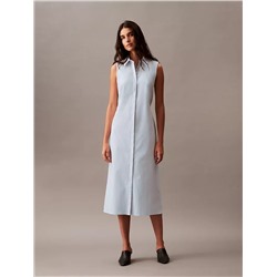Stretch Poplin Cutout Shirt Dress