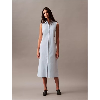 Stretch Poplin Cutout Shirt Dress