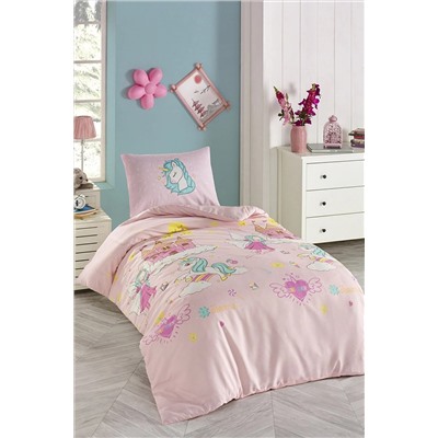 Ev & Ev Home Junior Nevresim Seti Tek Kişilik Unicorn Dreams Pembe Ep-027095