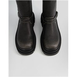 Men’s distressed-effect biker ankle boots