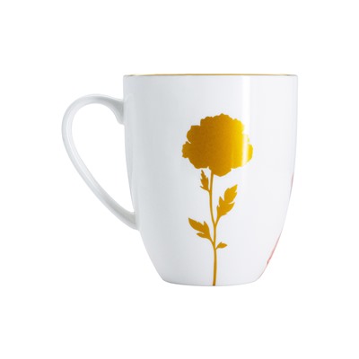 Кружка, 400 мл, фарфор F, белая, с золотистым кантом, Мак, Flowers, 60493