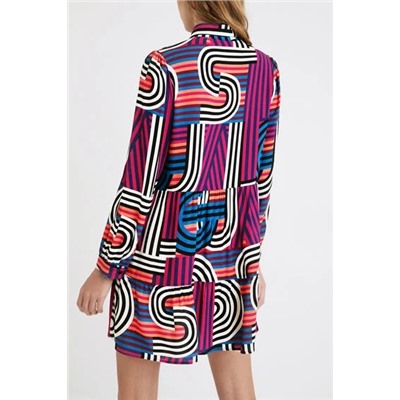 Vestido corto camisero geometrías