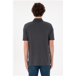 Erkek Regular Fit Polo Yaka Antrasit Basic Tişört