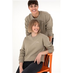 Erkek Açık Haki Basic Sweatshirt