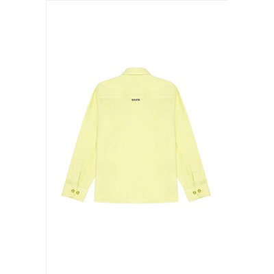 Erkek Çocuk Neon Sarı Uzun Kollu Basic Gömlek